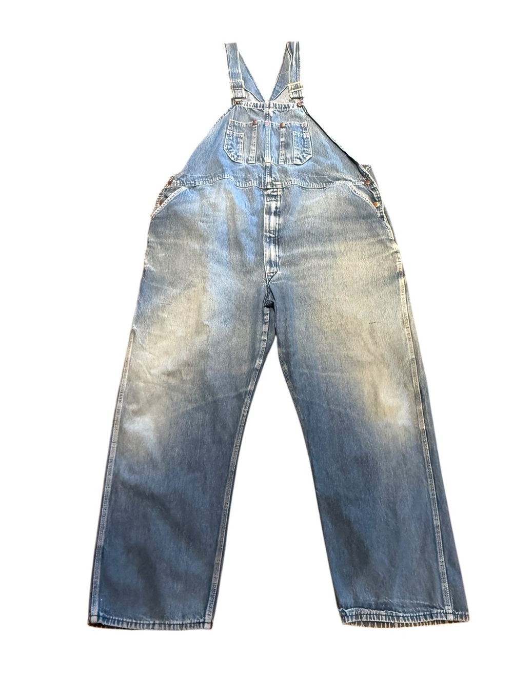 Roundhouse Classic Men's 48 X 29 Naturally Distressed Denim Overalls